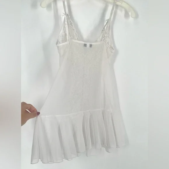 2FOR$30 Coquette Brand White Mesh Sheer Lacey Babydoll Lingerie - Picture 7 of 8